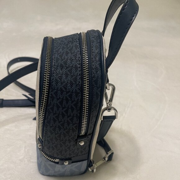 Michael Kors Rhea Mini Color-Block Logo Chambry/Navy Backpack - Picture 10 of 15